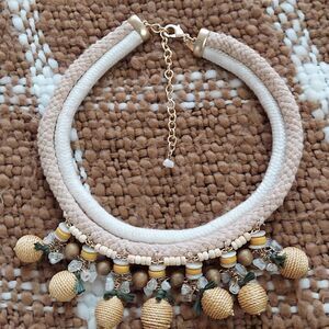 Chico’s Chocker Necklace Lemon Beading Fits Most